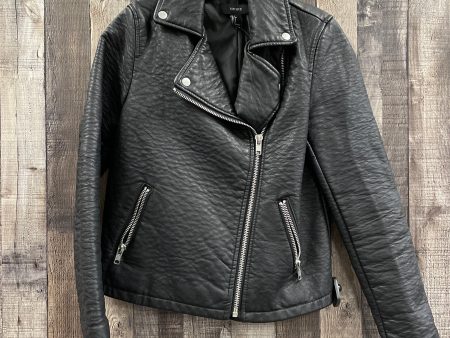 Jacket Moto By Forever 21 In Black & Silver, Size: S For Sale