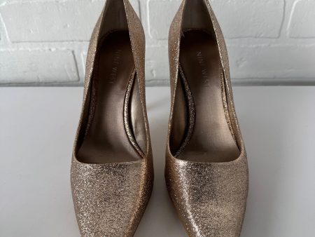 Shoes Heels Block By Nine West In Gold, Size: 6.5 For Cheap