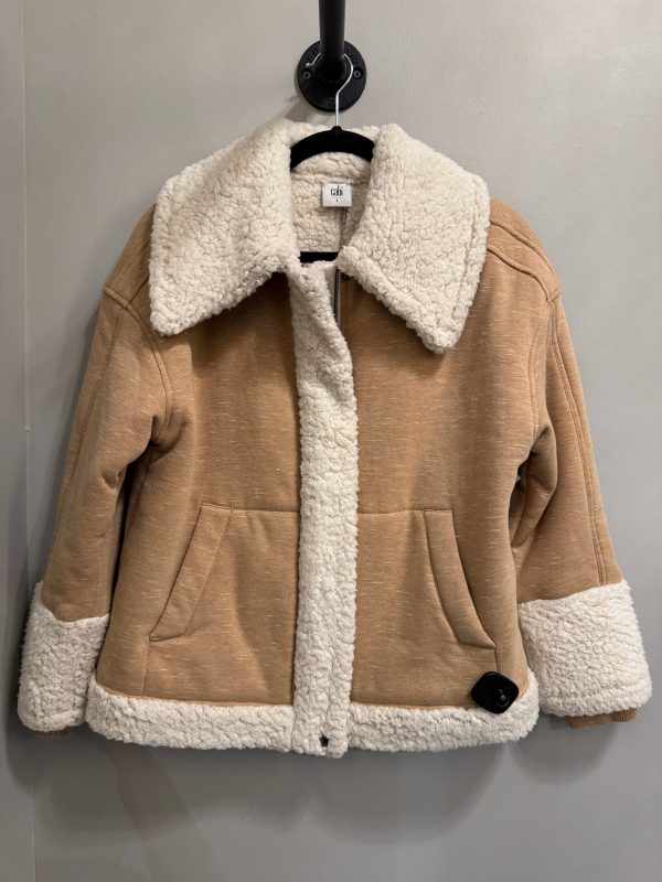 Jacket Faux Fur & Sherpa By Cabi In Tan & White, Size: S Hot on Sale