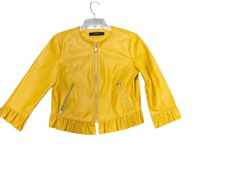 Jacket Moto By Zara Basic In Yellow, Size: L on Sale