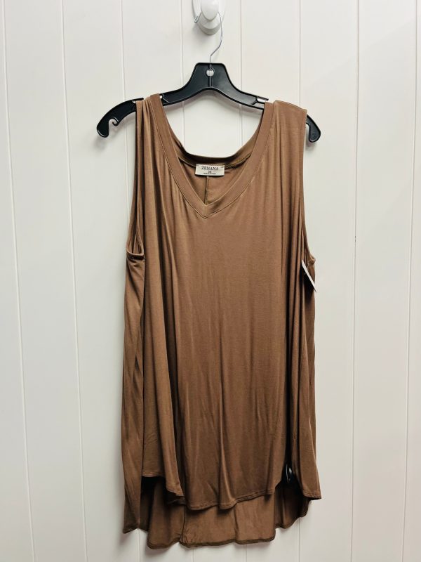 Top Sleeveless By Zenana Outfitters In Taupe, Size: 3x Supply