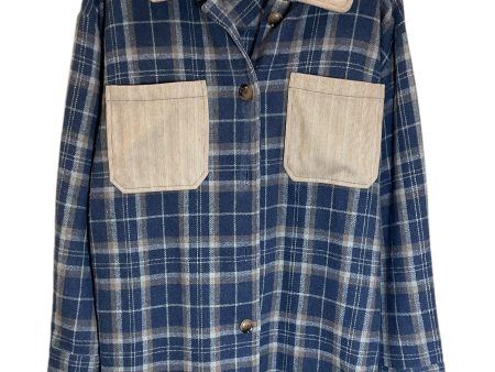 Jacket Shirt By Hem & Thread In Blue, Size: M Cheap