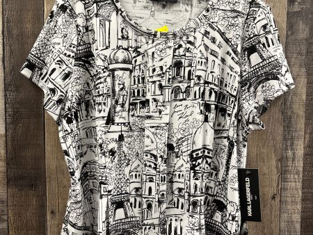 Top Short Sleeve Designer By Karl Lagerfeld In Black & White, Size: L For Discount