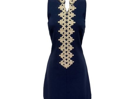 Callista Embroidered Zip Shift Dress Designer By Lilly Pulitzer In Navy, Size: Xs Online Hot Sale