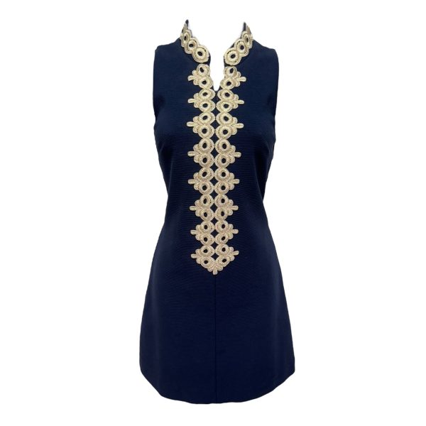 Callista Embroidered Zip Shift Dress Designer By Lilly Pulitzer In Navy, Size: Xs Online Hot Sale