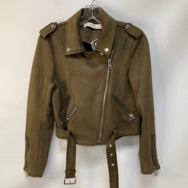 Jacket Moto By Zara Basic In Brown, Size: M Online