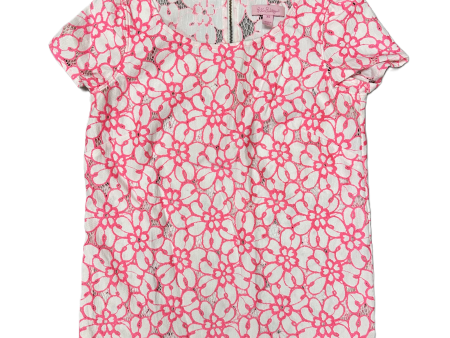 Top Short Sleeve Designer By Lilly Pulitzer In Pink & White, Size: Xs Online