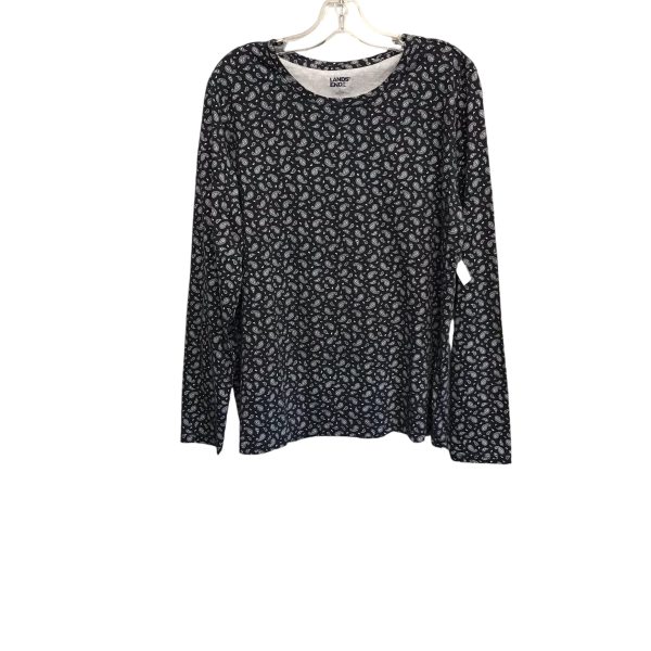 BLACK & WHITE TOP LS by LANDS END Size:L on Sale