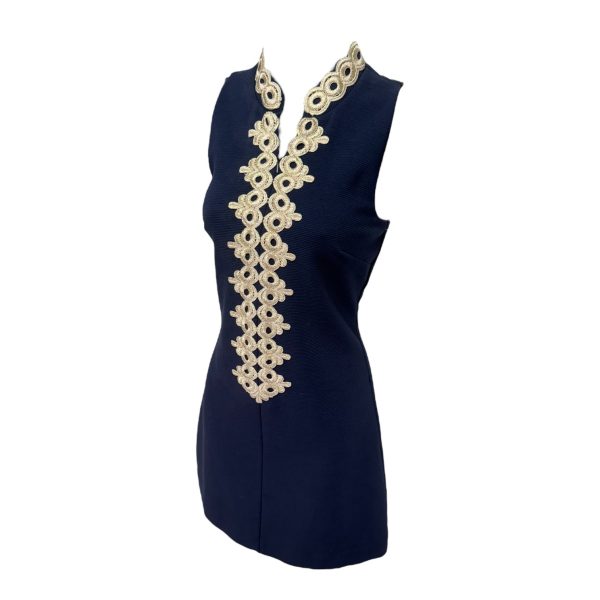 Callista Embroidered Zip Shift Dress Designer By Lilly Pulitzer In Navy, Size: Xs Online Hot Sale