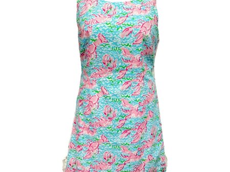 Delia Shift Dress in Lobstah Roll Designer By Lilly Pulitzer In Blue & Pink, Size: 10 For Sale